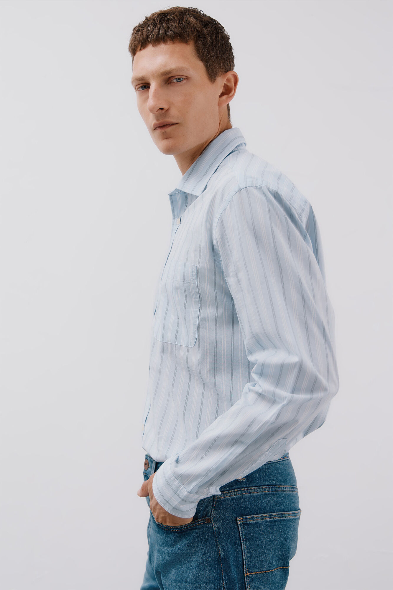 Cortefiel Striped poplin shirt