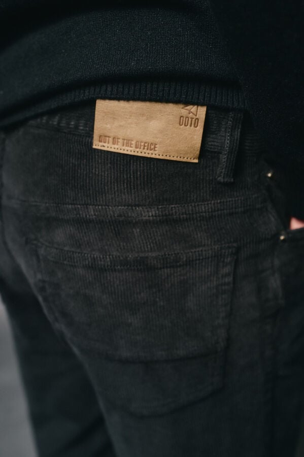 OOTO Calça de pana 5 bolsos slim fit Cinzento