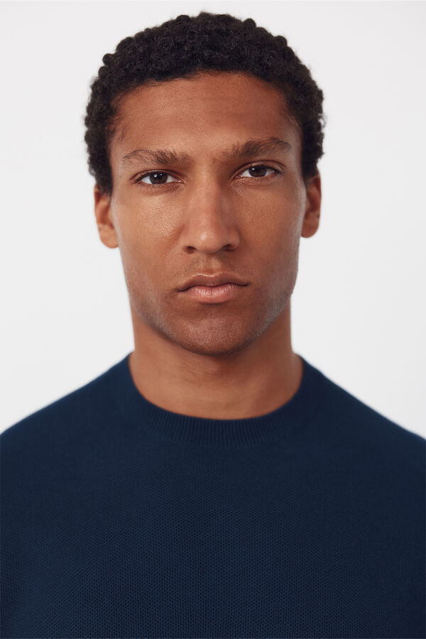 Cortefiel Basic short sleeve jersey T-shirt Navy