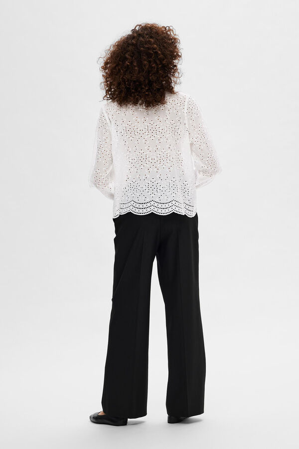 Cortefiel Camisa de manga comprida com bordado confecionado 100% com algodão orgânico Branco