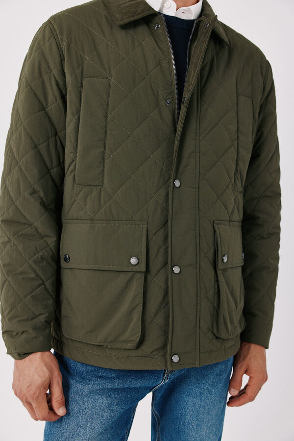 Cortefiel Diamond quilted jacket Kaki