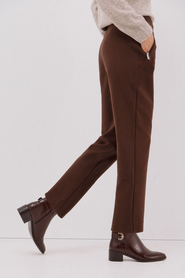 Cortefiel Zippered pants Dark brown