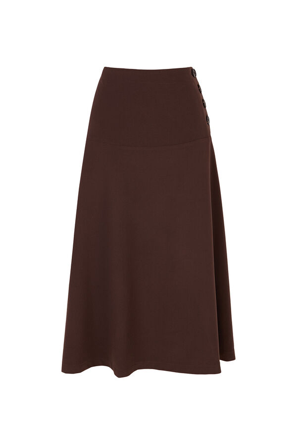 Cortefiel Flared skirt with buttons Dark brown