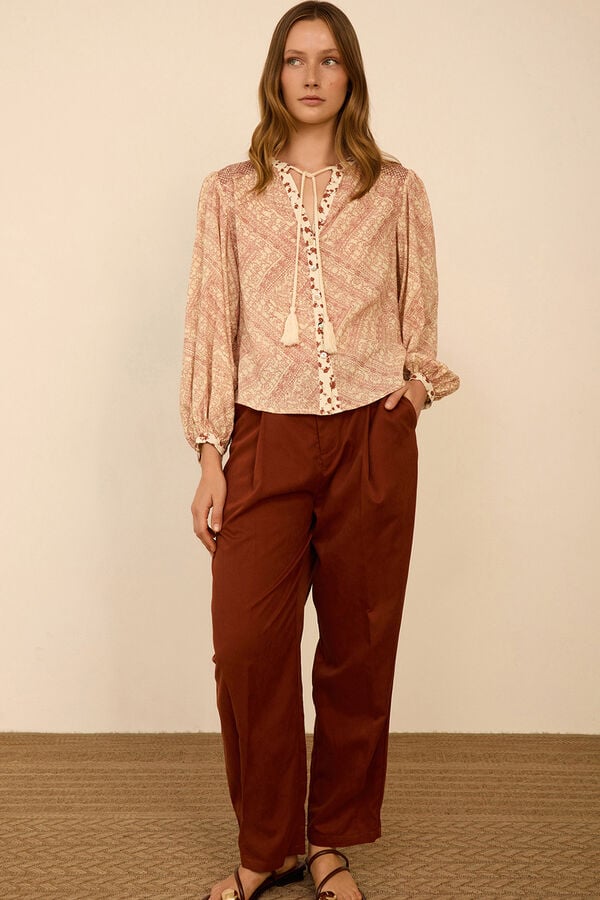Meisie Cropped trousers with pleats Brown
