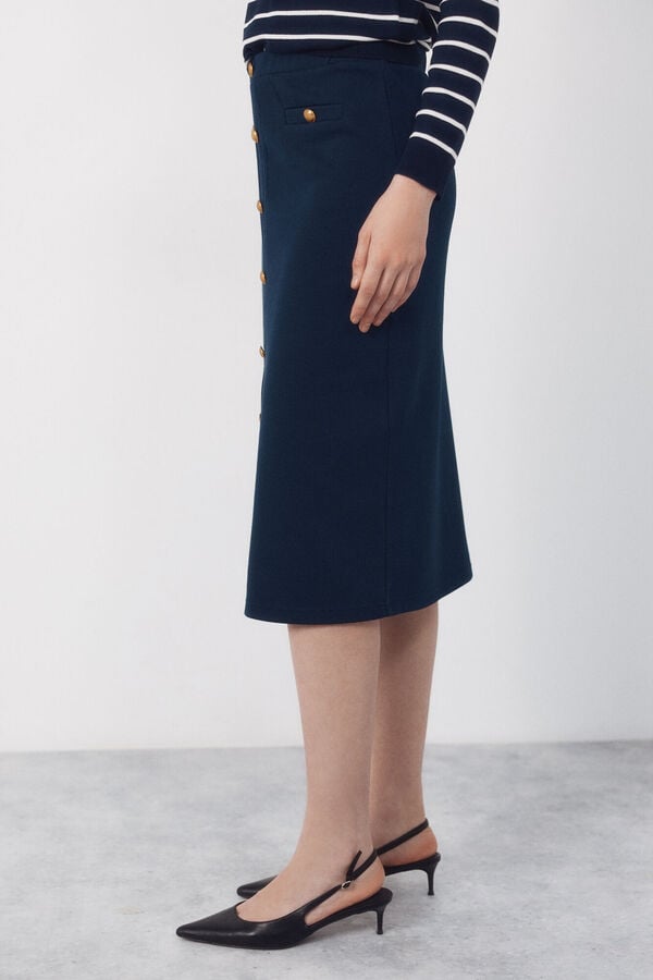 Cortefiel Jersey-knit -up buttons Navy