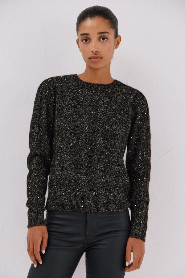 Cortefiel Malha com lantejoulas Preto
