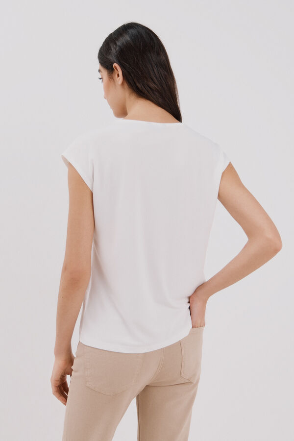 Cortefiel Top chain detail White
