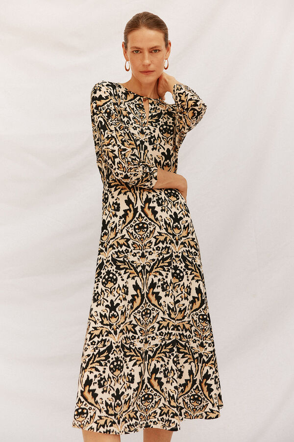 Cortefiel Flowing printed dress Printed white