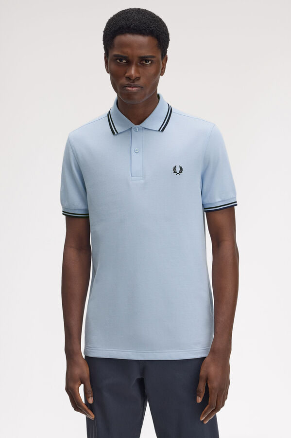 Fred Perry Polo piqué masculina de manga curta Azul