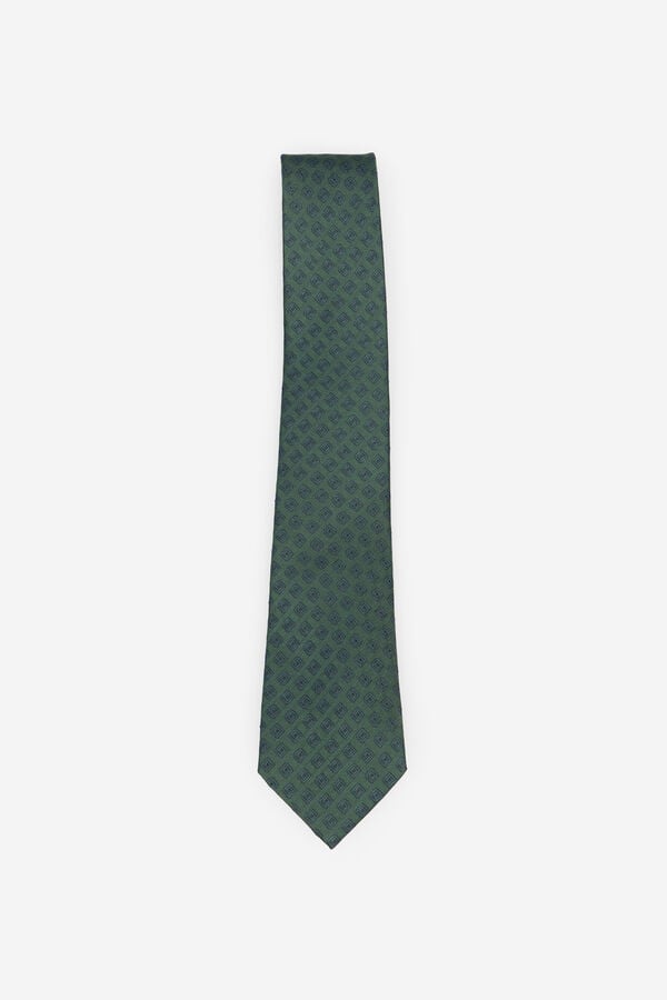 Cortefiel Natural silk tie Dark green