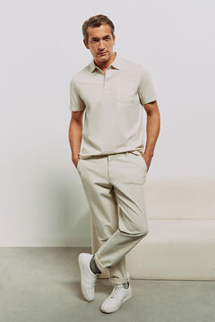 Cortefiel Washed polo with shirt collar White