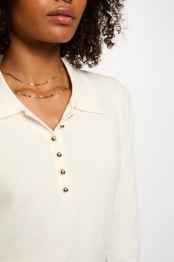 Morgan Camisola de gola polo Ecru