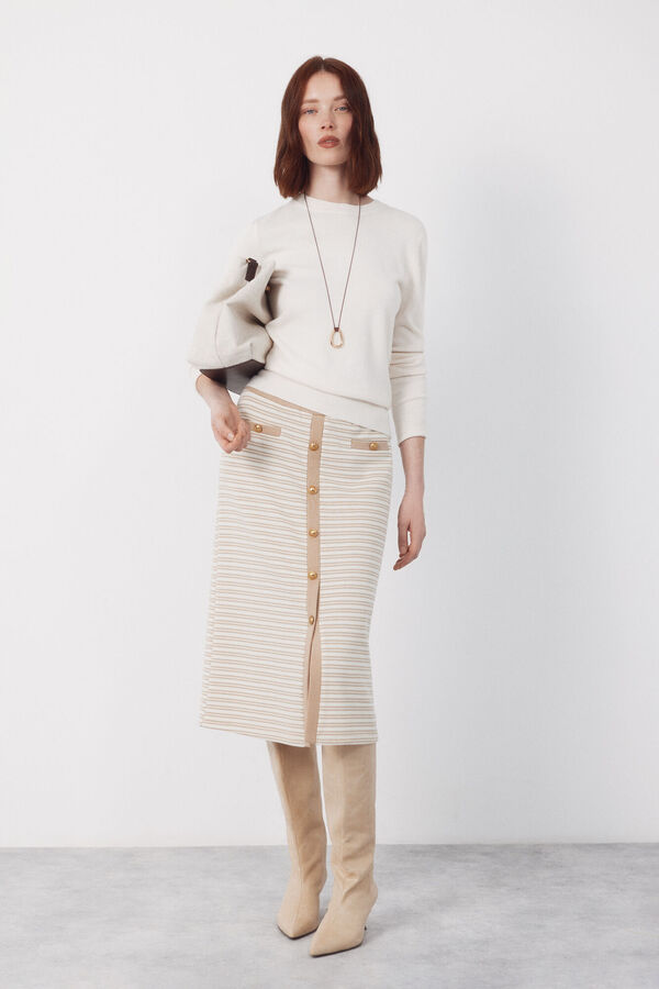 Cortefiel Jersey-knit -up buttons Printed white