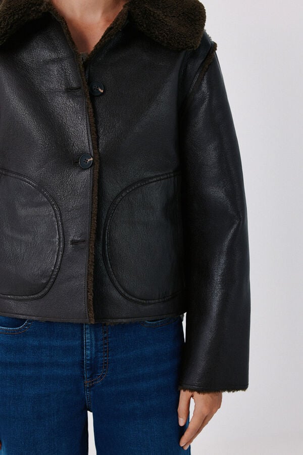 Cortefiel Double-faced jacket Dark brown
