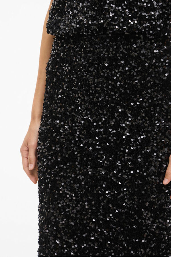 Vila Saia midi com lantejoulas Preto