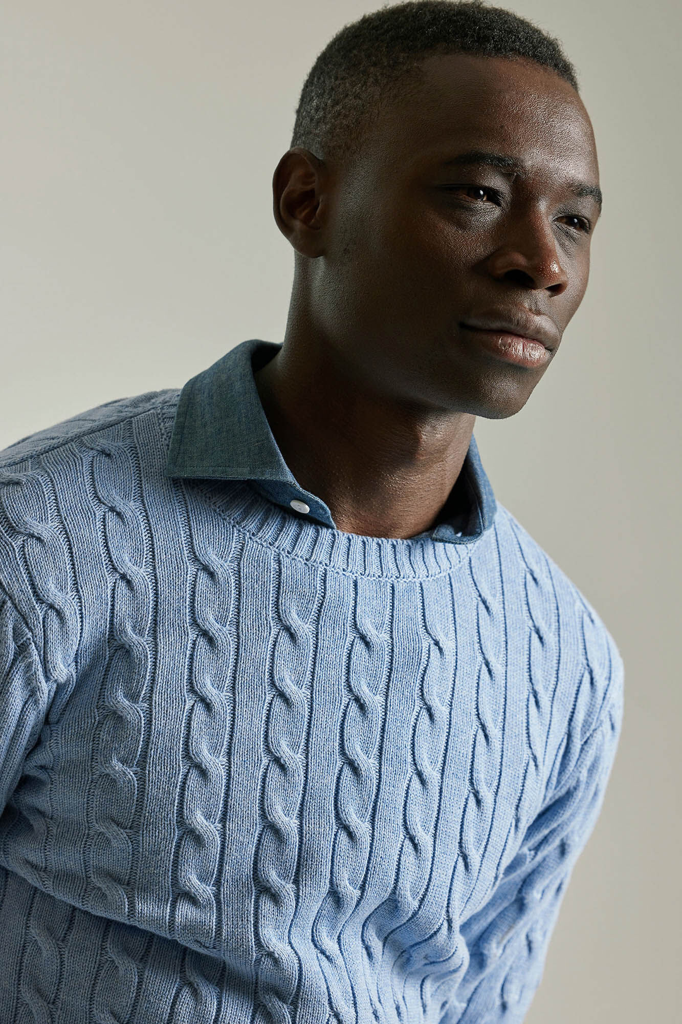 Mens blue cable cheap knit jumper