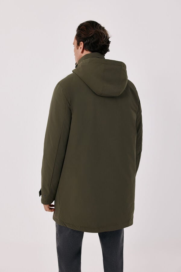 Cortefiel Waterproof trench with removable lining Kaki