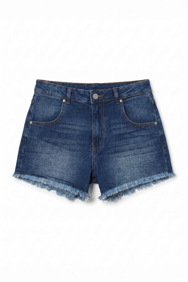 Slowlove Frayed denim shorts Blue