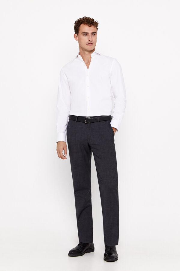 Cortefiel Plain Easy-iron pinpoint dress shirt White