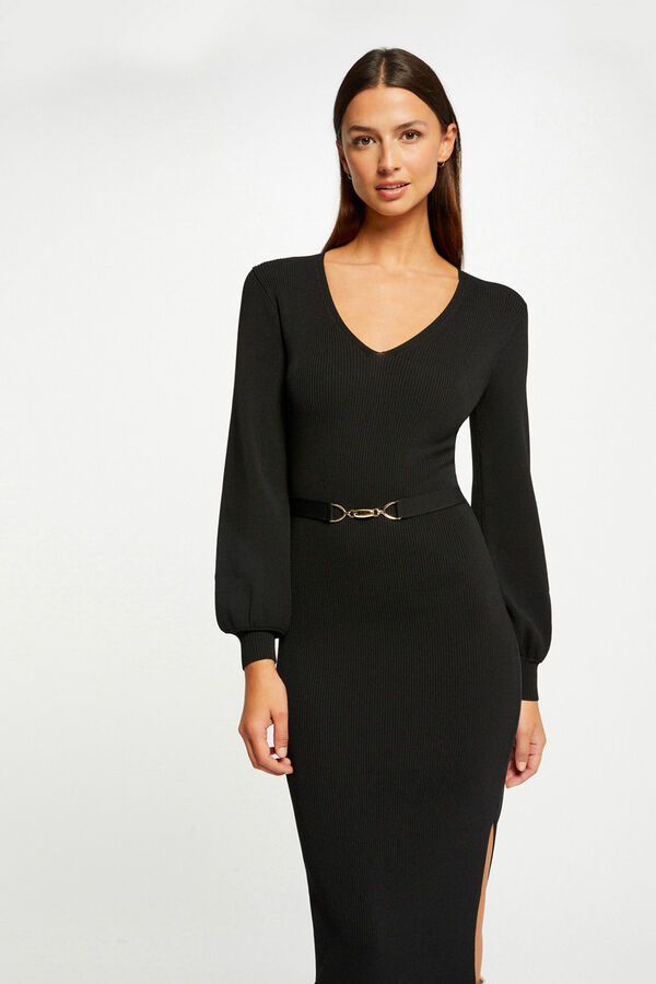 Morgan Vestido longo de malha justa Preto