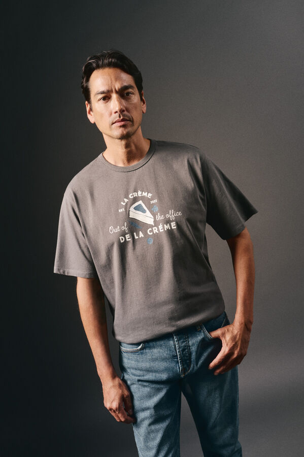OOTO Camiseta gráfica lavada Cinzento