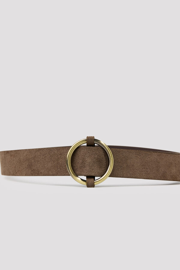 Cortefiel Leather belt Nude