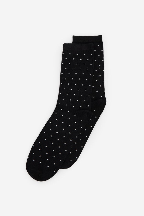 Cortefiel Long mini polka-dots sock Black