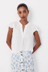 Cortefiel Fluid flutter sleeve blouse White