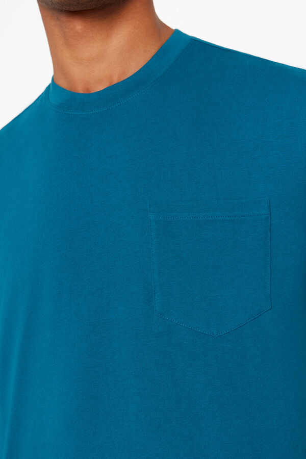 Cortefiel Camiseta basica bolsillo Blue