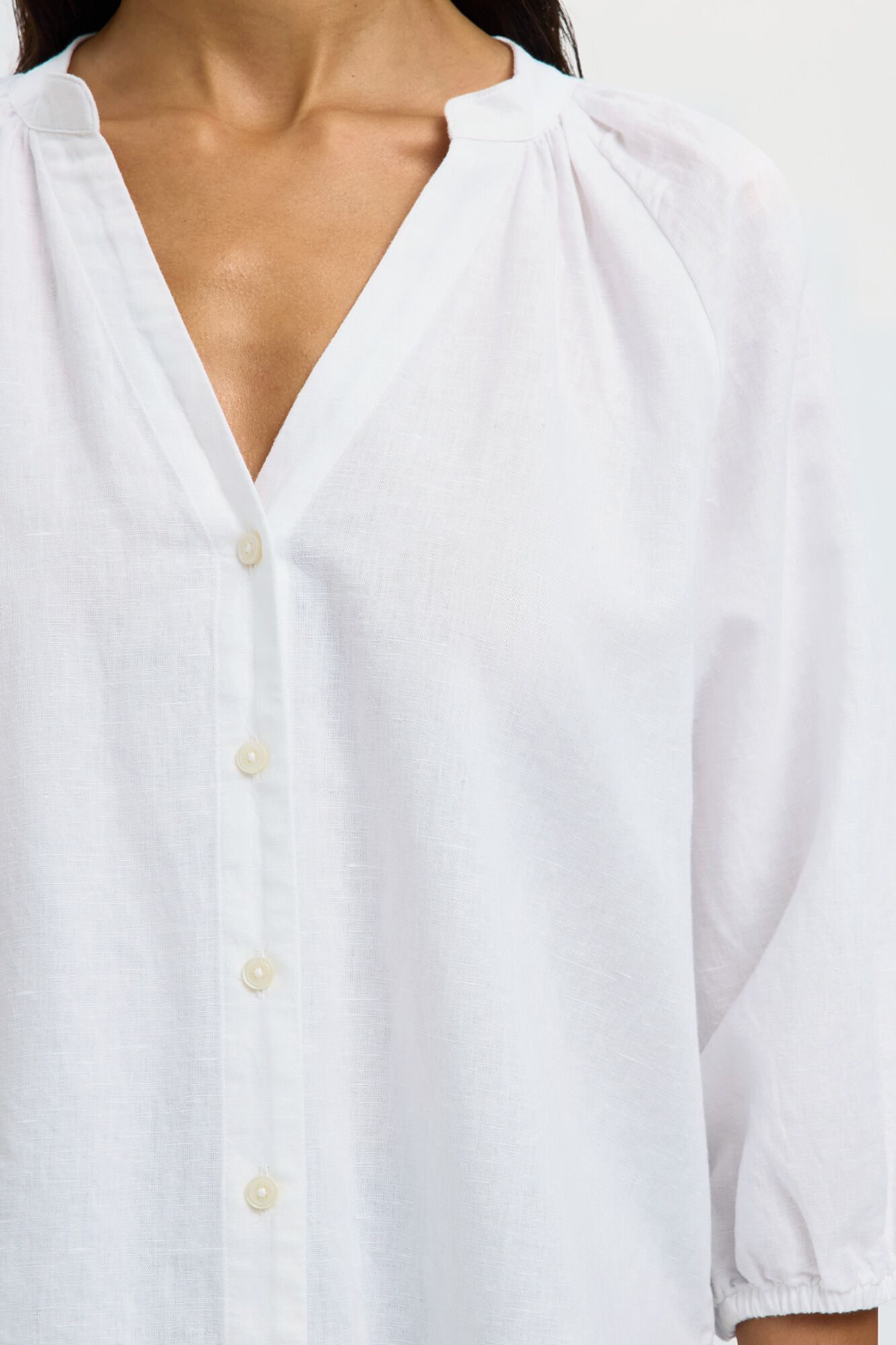 Selected Blusa manga 3/4 lino