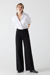 Cortefiel Pantal&oacute;n vaquero negro palazzo fit Preto