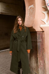 Slowlove Abrigo largo con doble botonadura Kaki