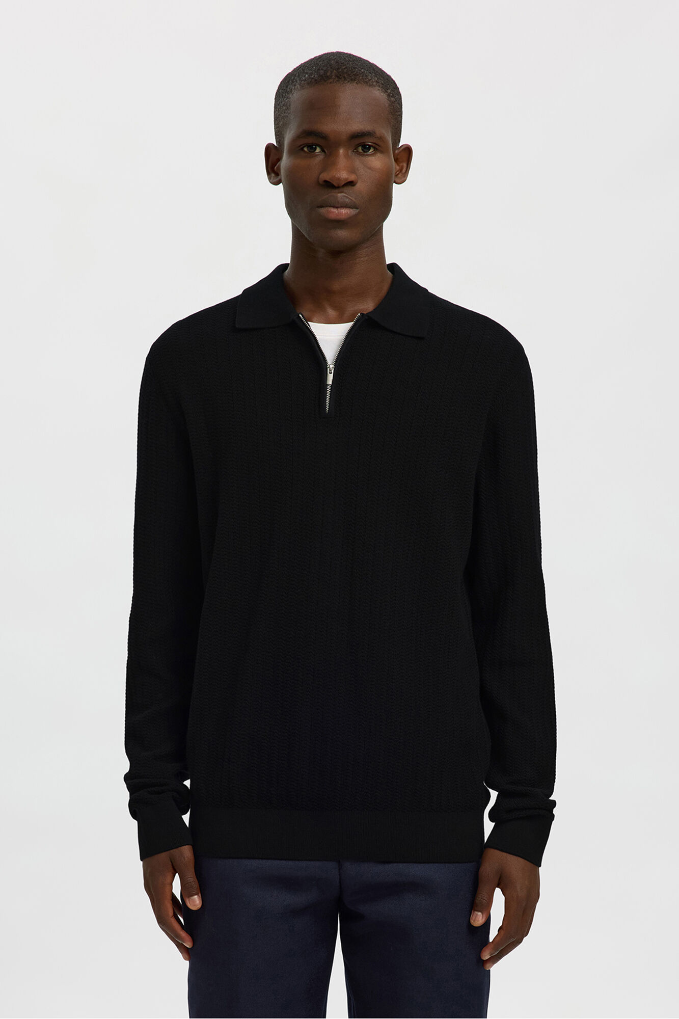 Selected Polo estruturada com meia fecho-&eacute;clair 