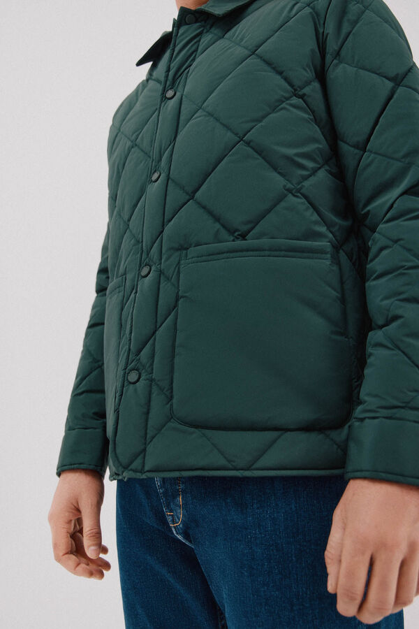 Cortefiel Quilted overshirt Dark green