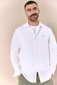 OOTO Camisa manga comprida em algod&atilde;o e linho