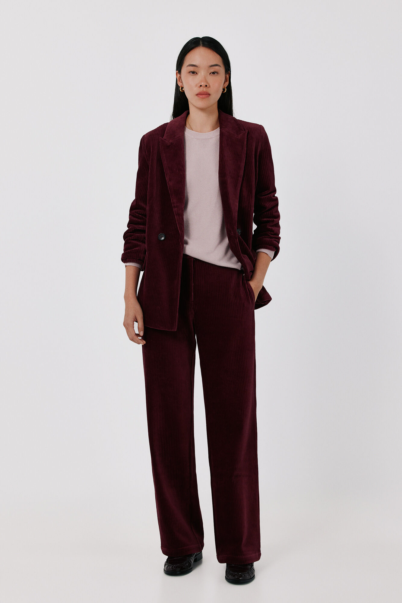 Cortefiel Corduroy double-breasted women's blazer