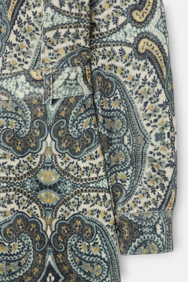 Silbon Macacão de veludo cotelê com estampado de caxemira Verde