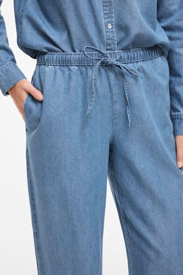 Vila Cal&ccedil;a em Lyocell com cintura el&aacute;stica Azul