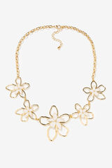 Cortefiel Long necklace with flowers Gold