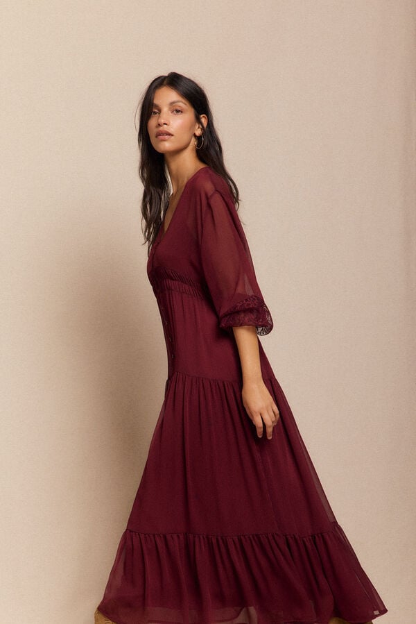 Slowlove Vestido fluido Granate