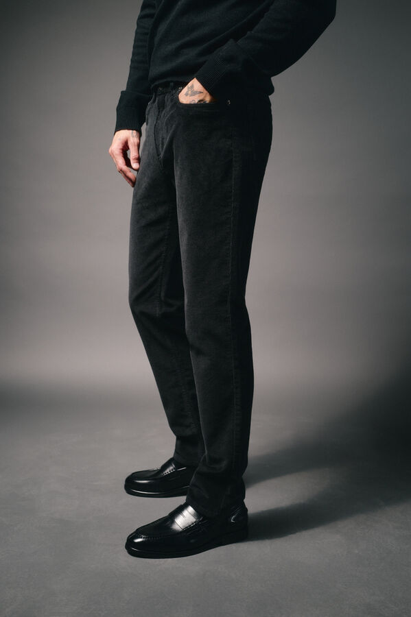 OOTO Calça de pana 5 bolsos slim fit Cinzento