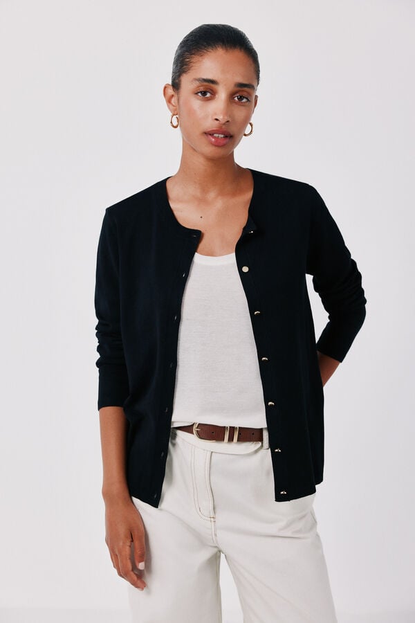 Cortefiel Basic knit jacket Black