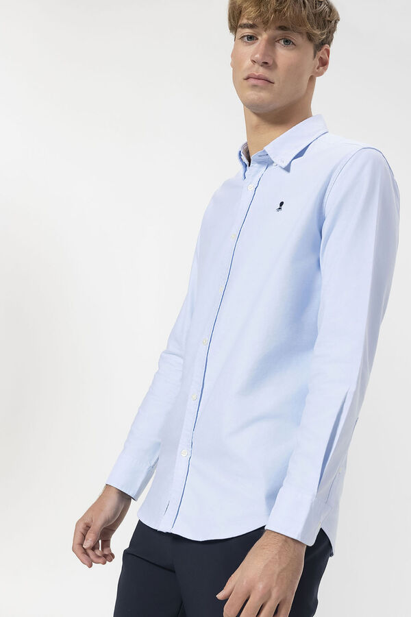 elPulpo Camisa Oxford com gola de botão Azul