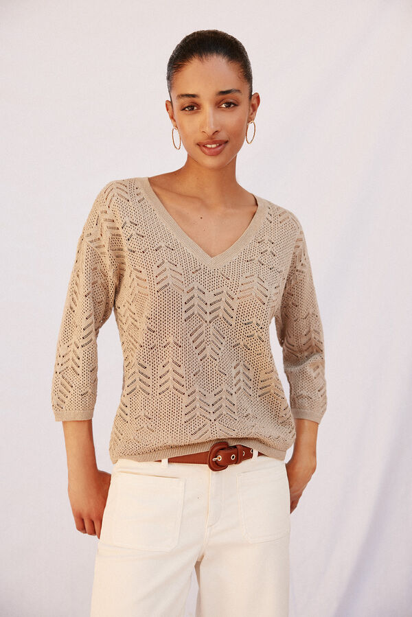 Cortefiel Lurex openwork jumper Nude