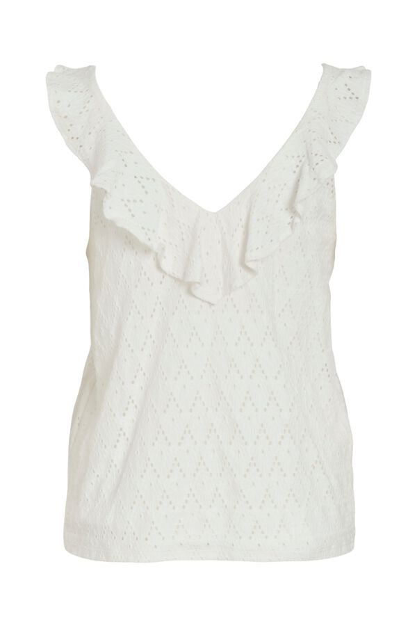 Vila Top de mulher com folhos em algod&atilde;o Branco