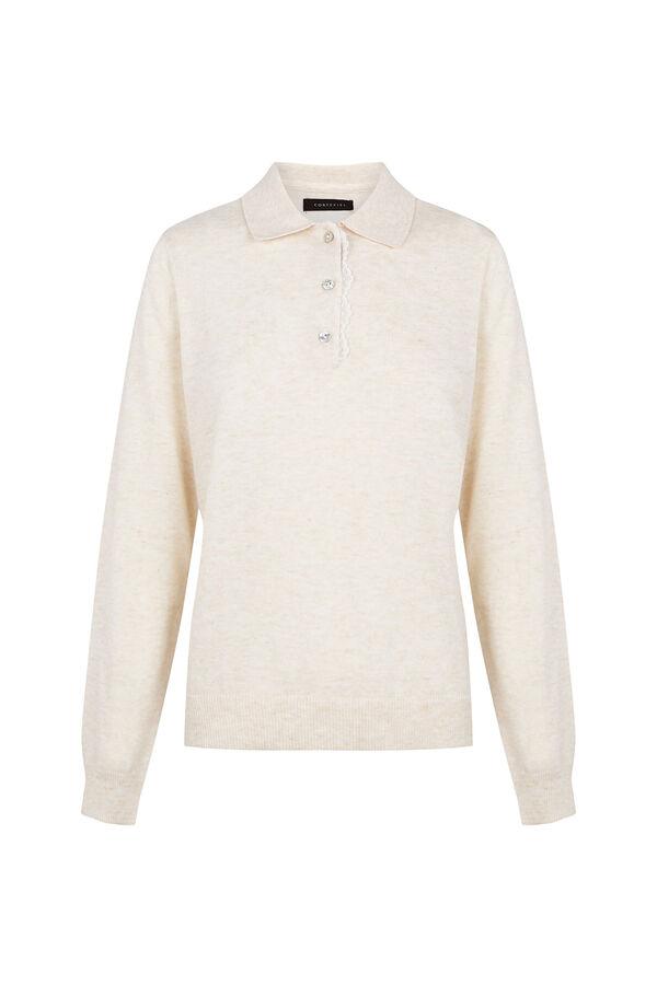 Cortefiel Polo shirt with appliqu&eacute; Ivory