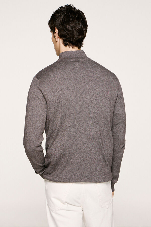 Selected Malha 100% camisola com meia fecho-éclair . Cinzento
