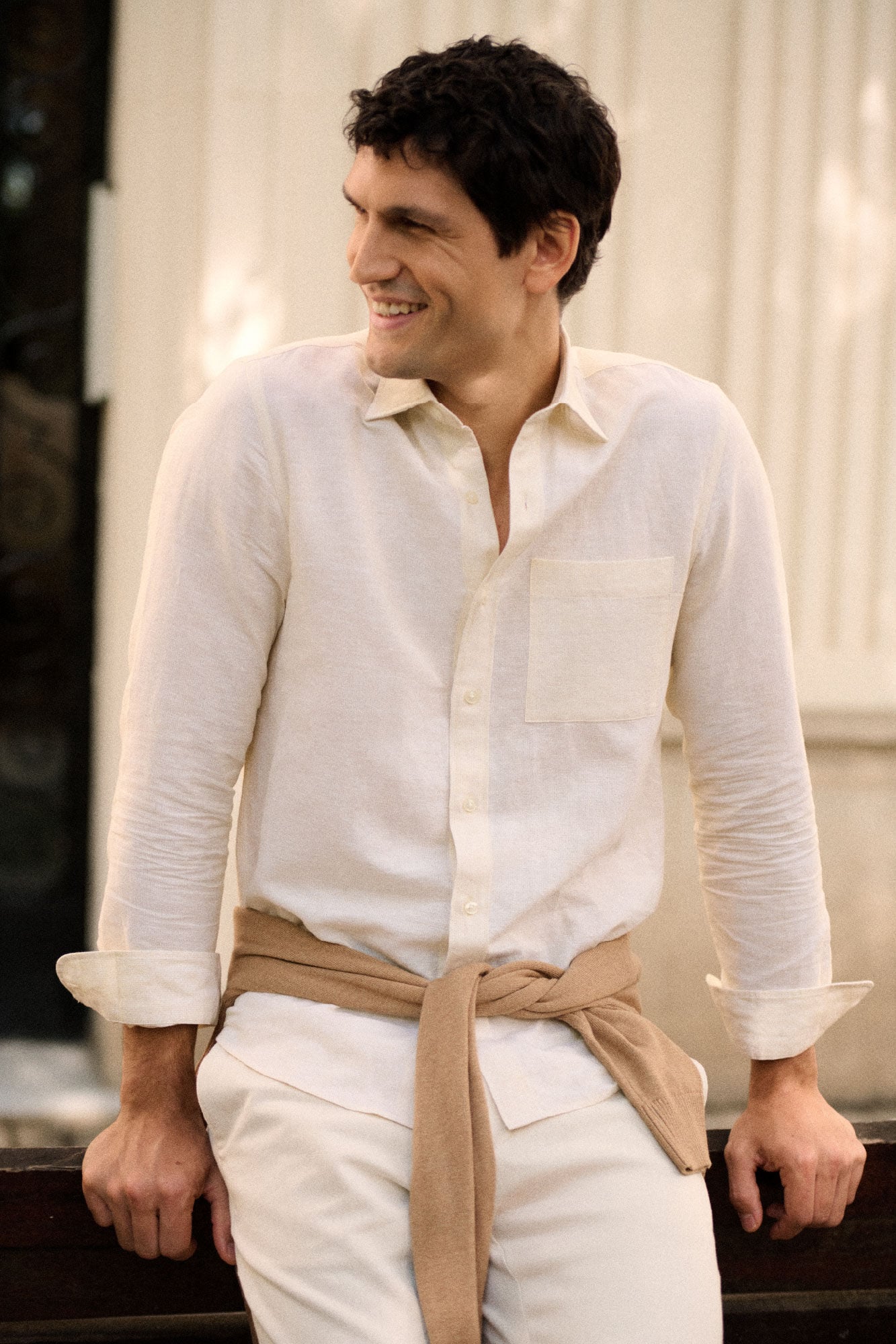 Cortefiel Plain linen cotton shirt