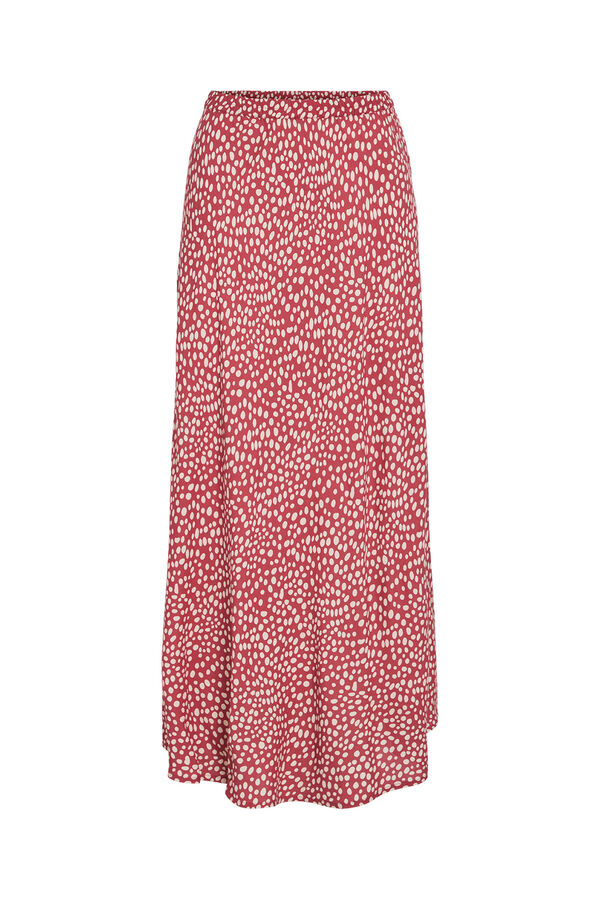 Vila Saia midi estampada em viscose Vermelho
