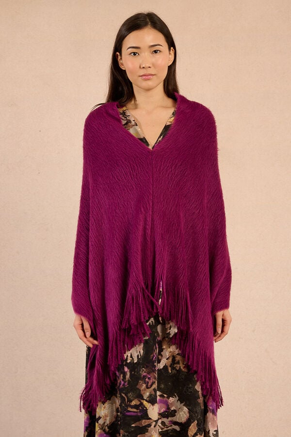 Molly Bracken Poncho assimétrico com franjas Roxo